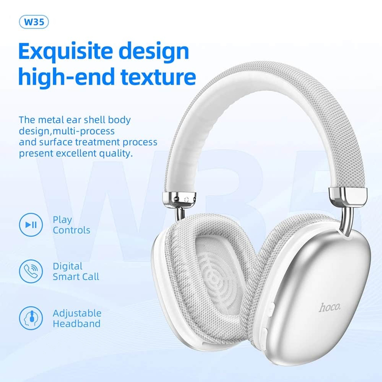 HOCO Wireless Bluetooth 5.3 Headphones Mic Noise Cancelling Headsets Stereo Sound Earphones Sports Gaming Headphones Supports TF