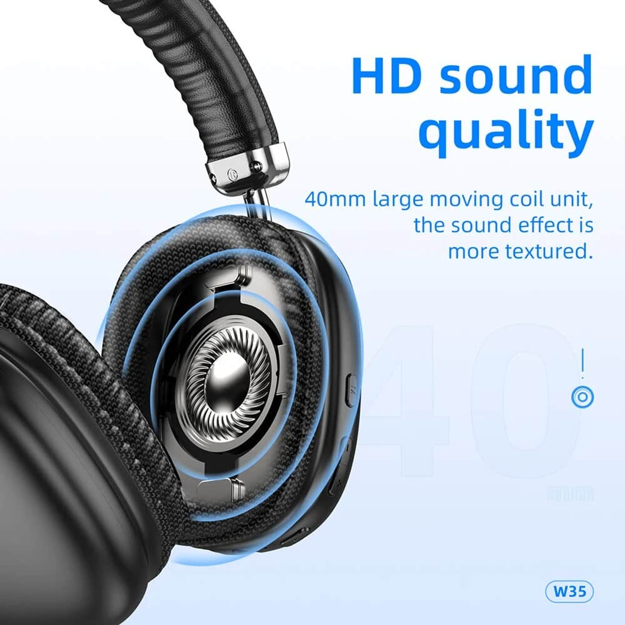 HOCO Wireless Bluetooth 5.3 Headphones Mic Noise Cancelling Headsets Stereo Sound Earphones Sports Gaming Headphones Supports TF