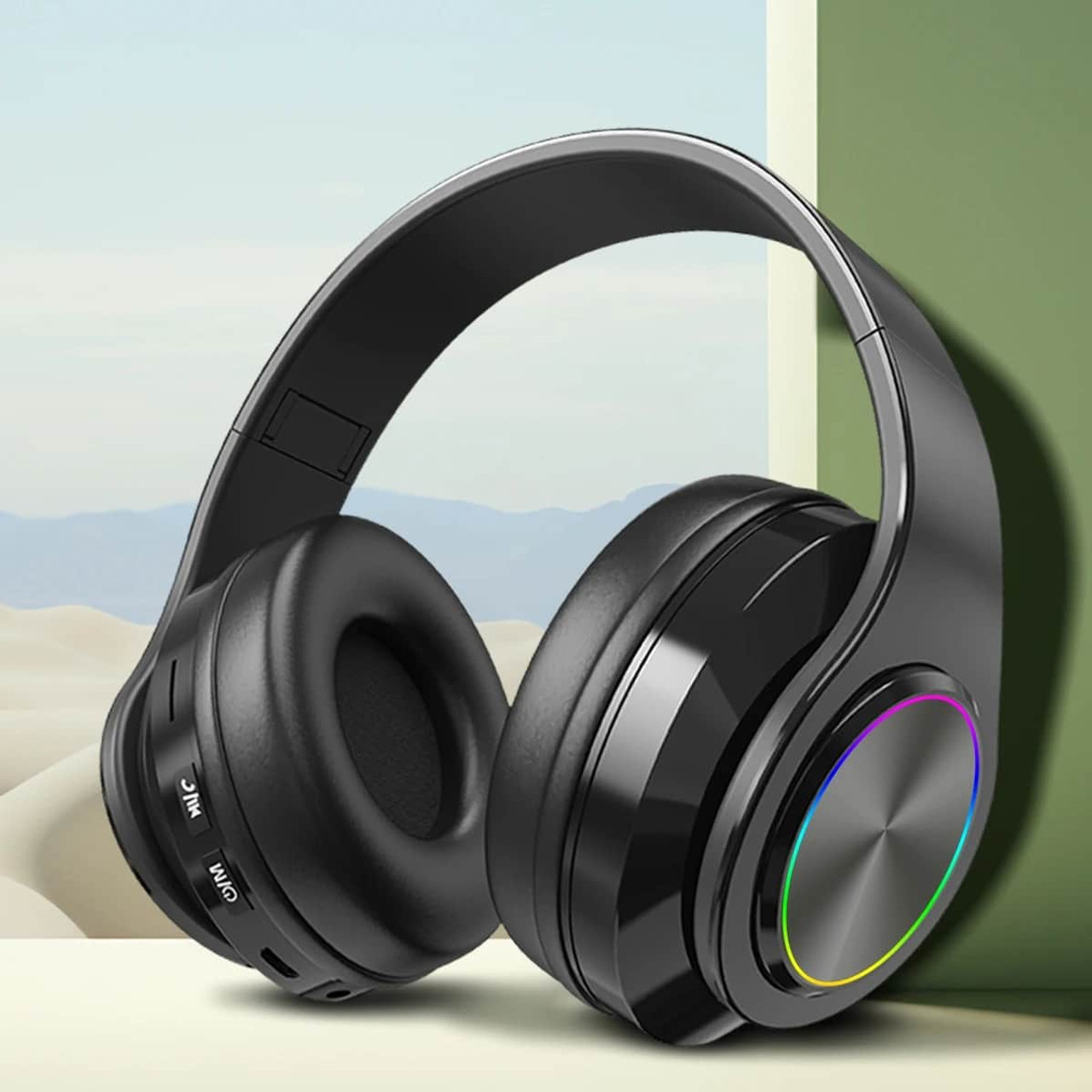 Headset Wireless Bluetooth Headset Colorful Luminous Card-Inserting Game Music Sports Support Mobile Phone Computer