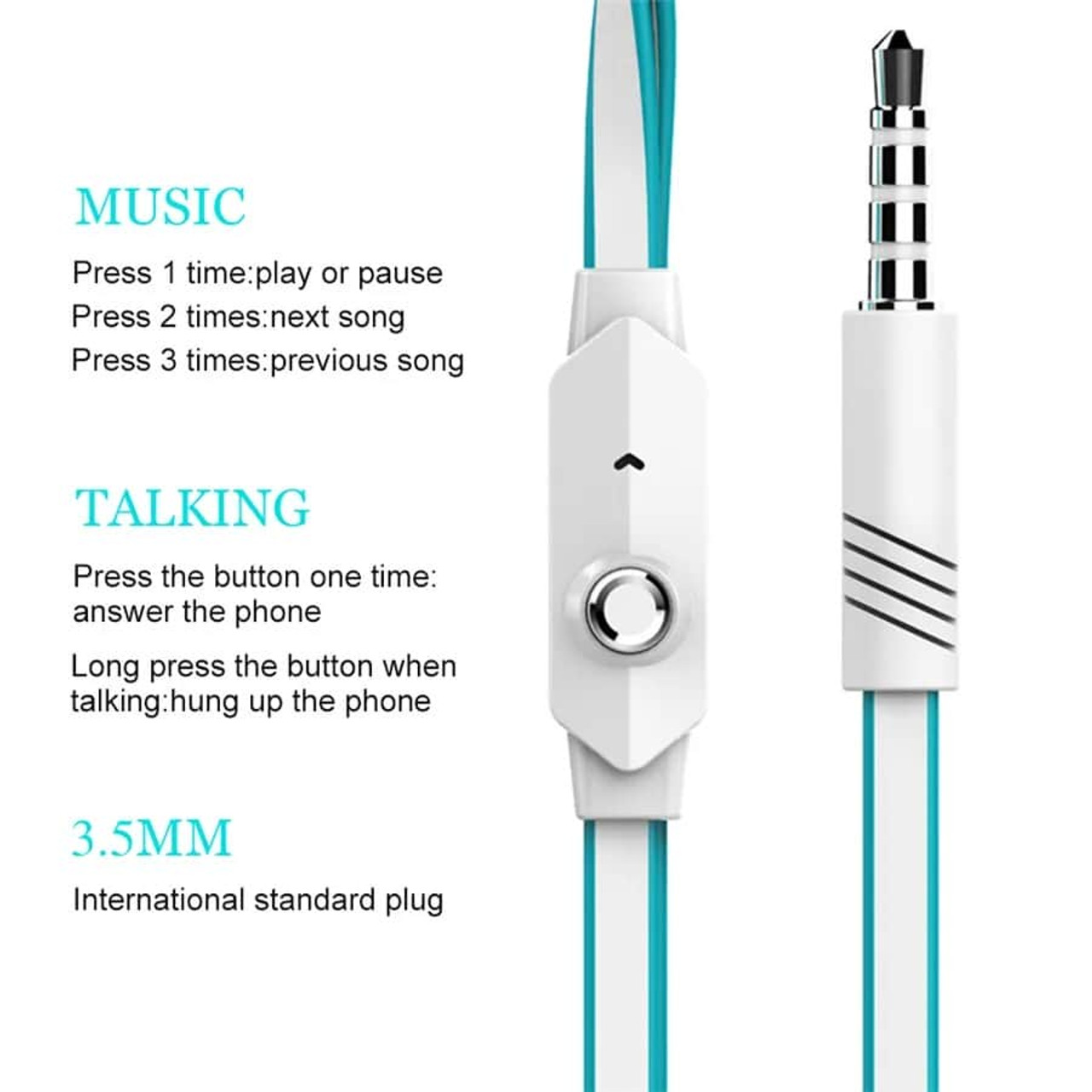 Extra Bass Headphones wired Earphone 3.5mm Earphones With Microphone Noodles Style