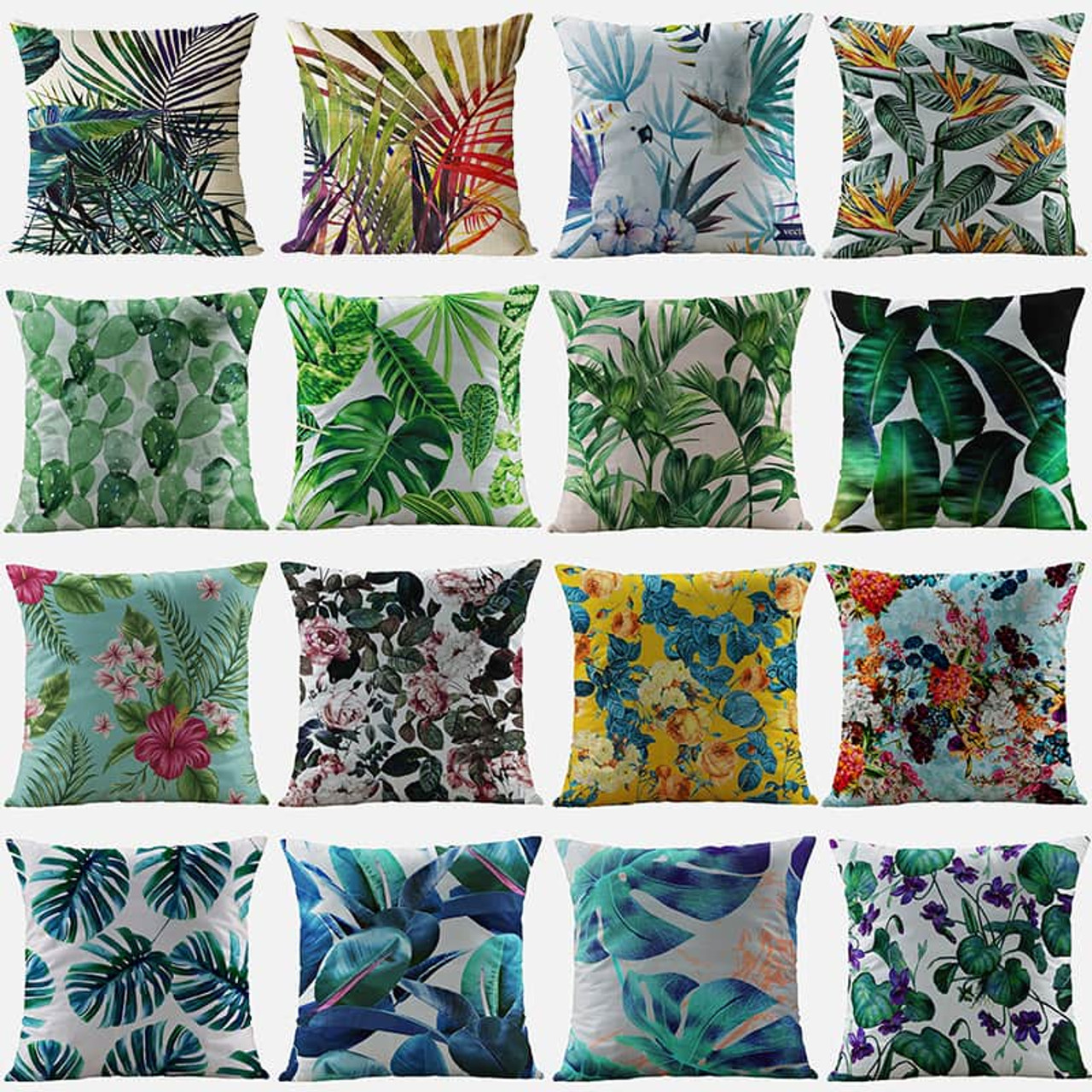 Nordic Style Plant Flower Pillow Waist Pillowcase