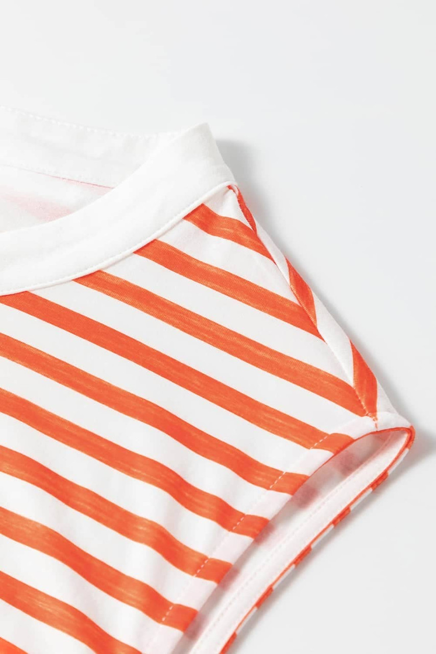 Orange Stripe Oversized Buttoned Front Sleeveless Wide Leg Jumpsuit Orange Stripe Oversized Buttoned Front Sleeveless Wide Leg Jumpsuit