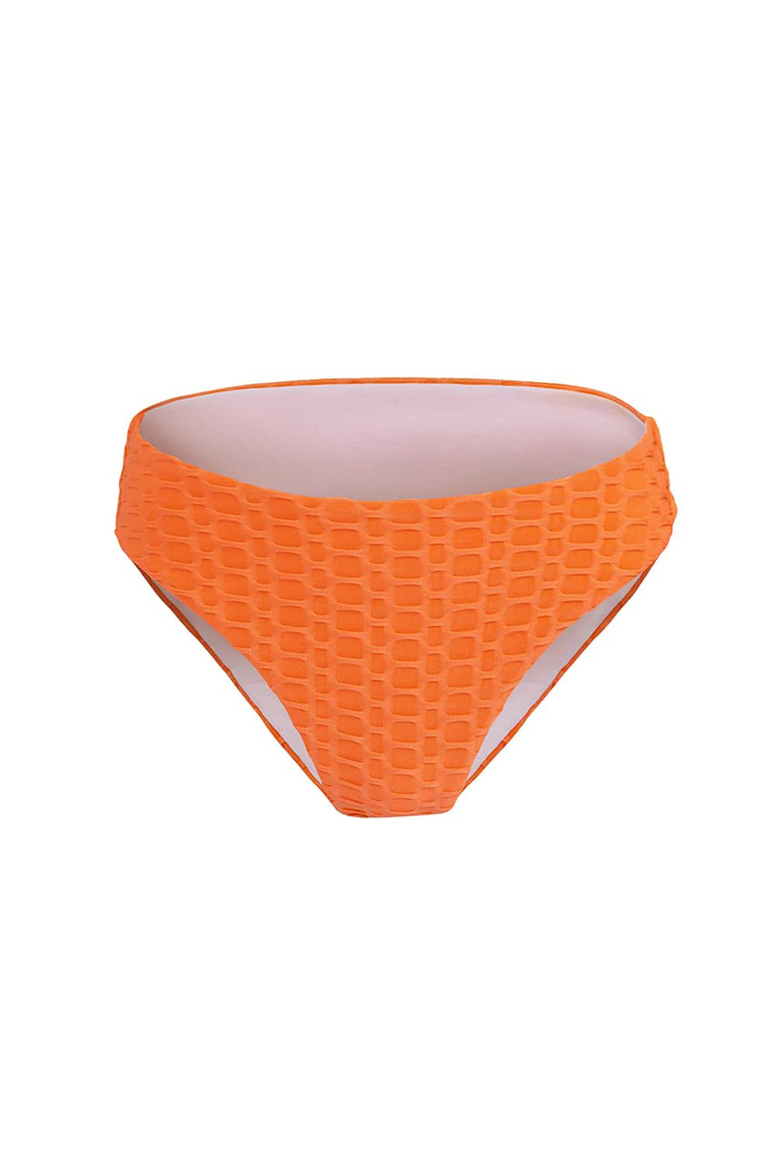 Orange Honey Comb Textured Bikini Bottoms