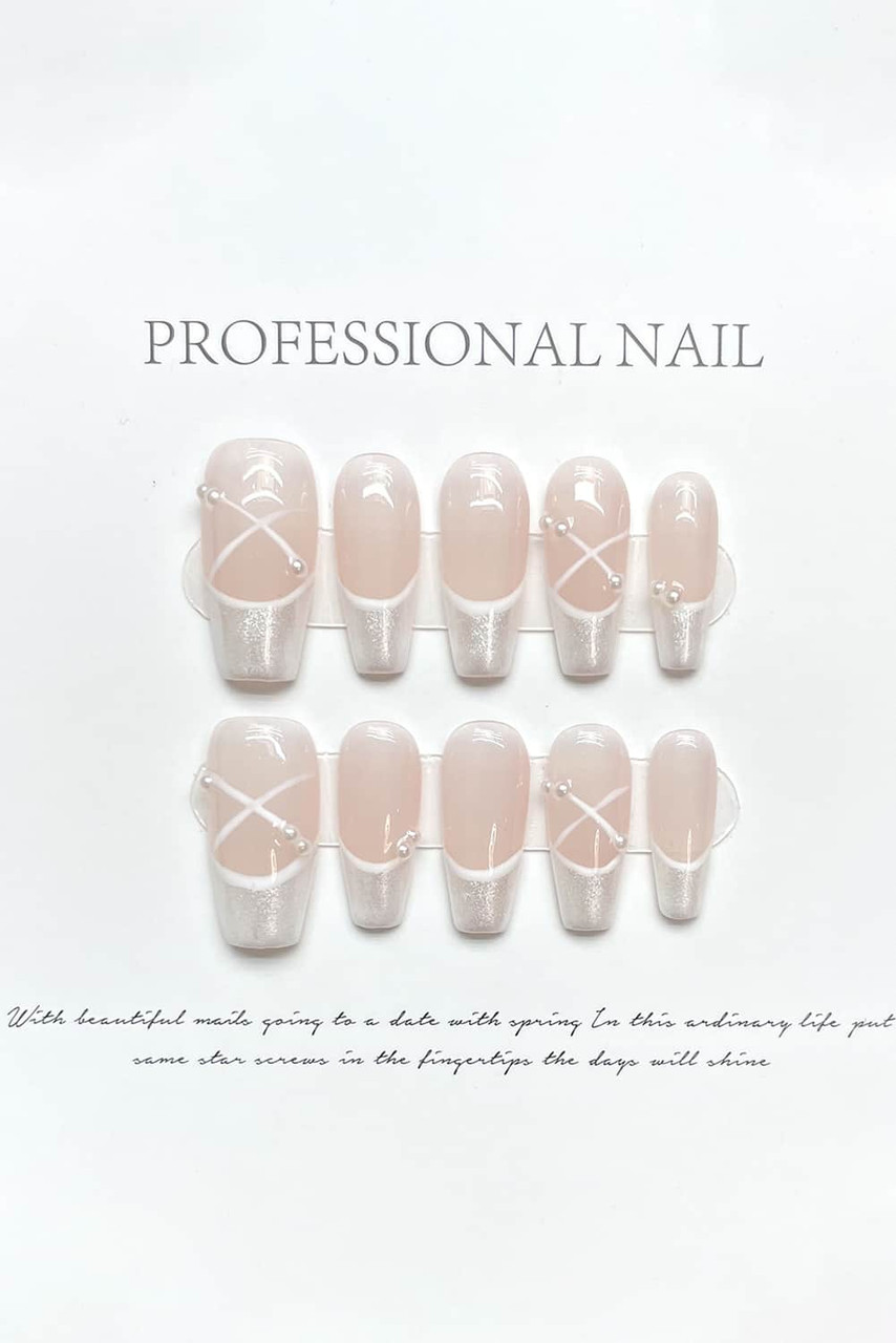 White 10pcs French Style Girly Press-on Nail Stickers