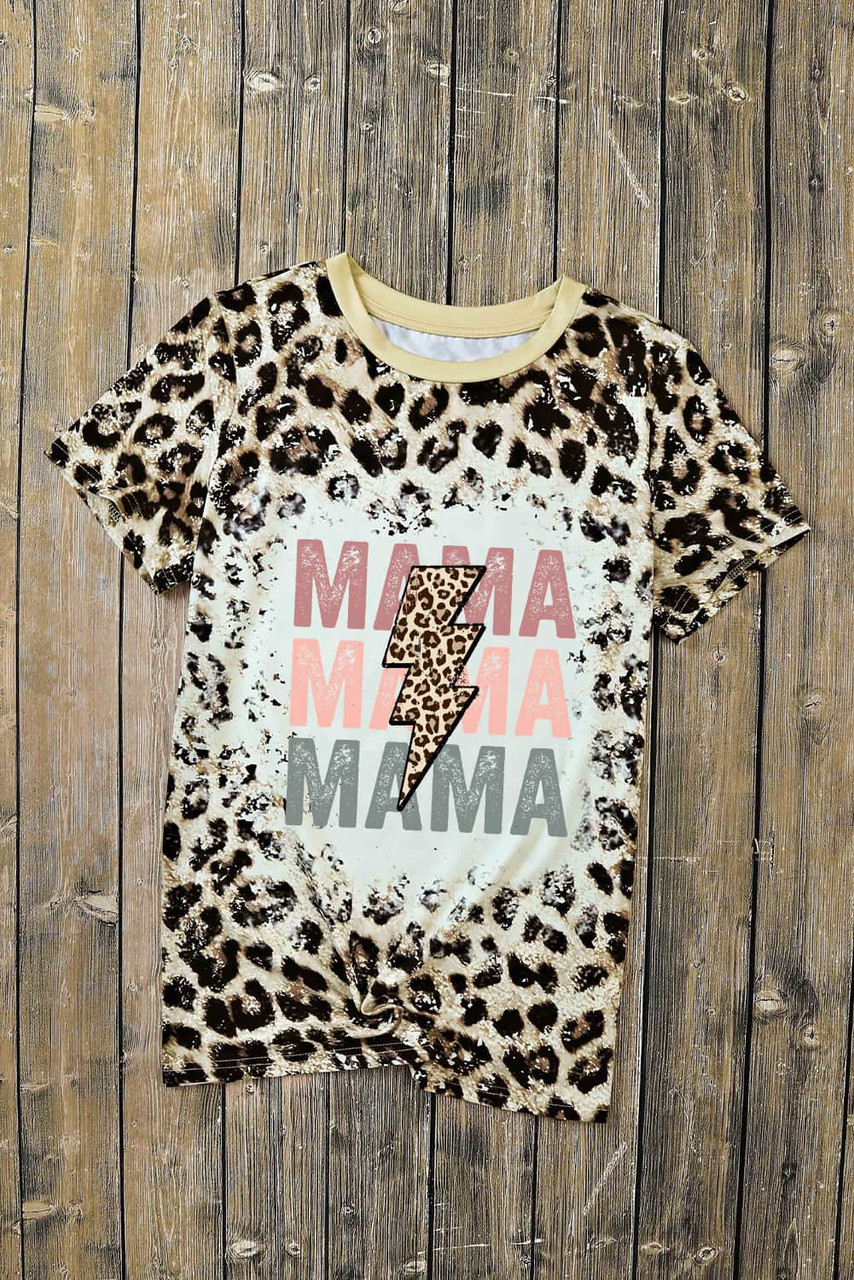 Leopard Bleached Lightning MAMA Graphic T Shirt