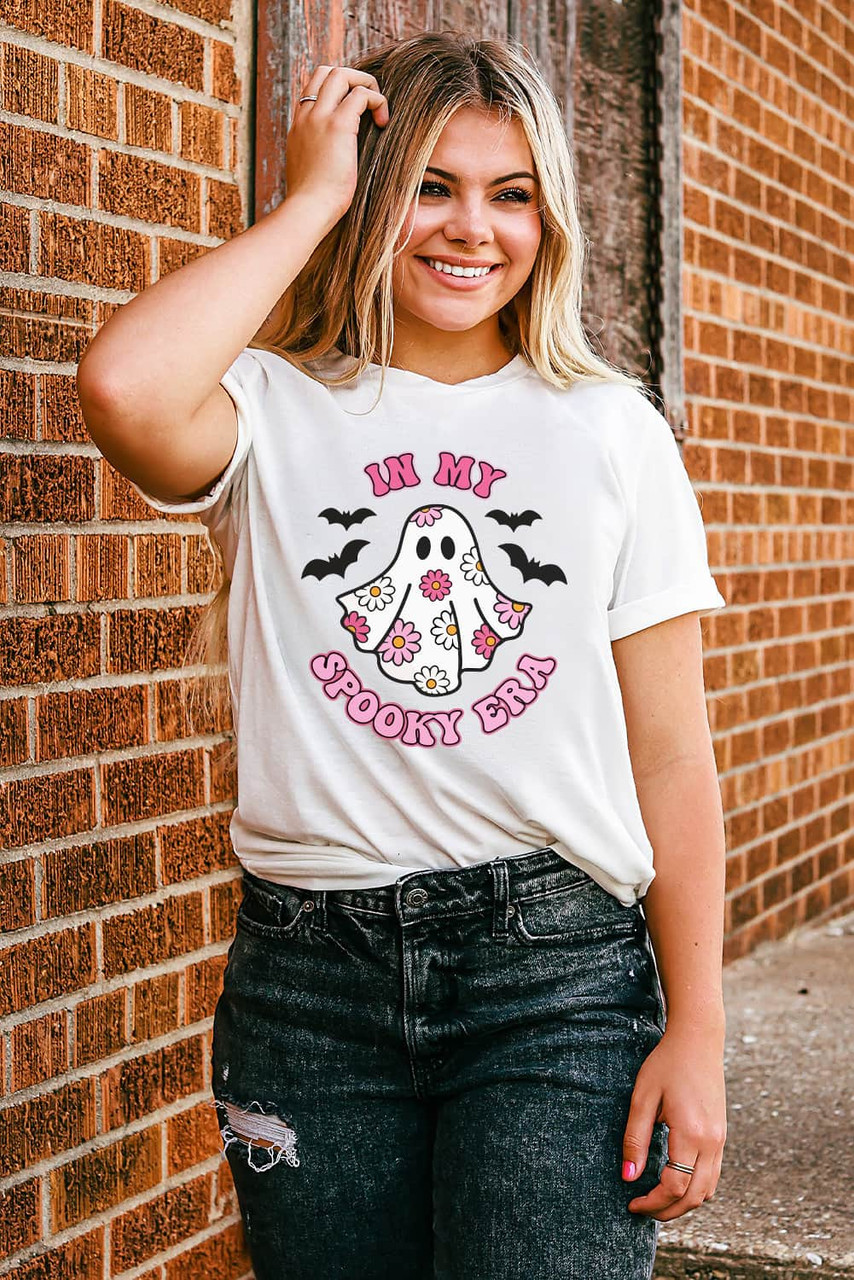 White IN MY SPOOKY ERA Halloween Ghost Graphic Tee