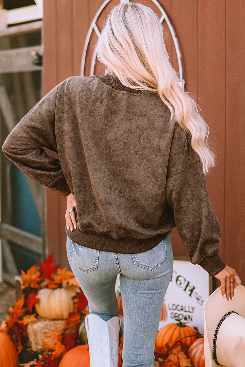 Brown Let's Get Smashed Halloween Pumpkin Graphic Sweatshirt
