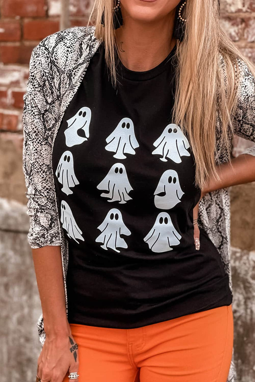 Black Halloween Ghost Graphic Tee