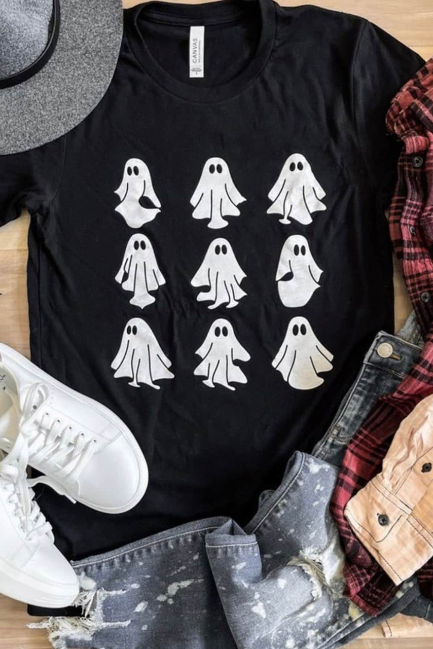 Black Halloween Ghost Graphic Tee