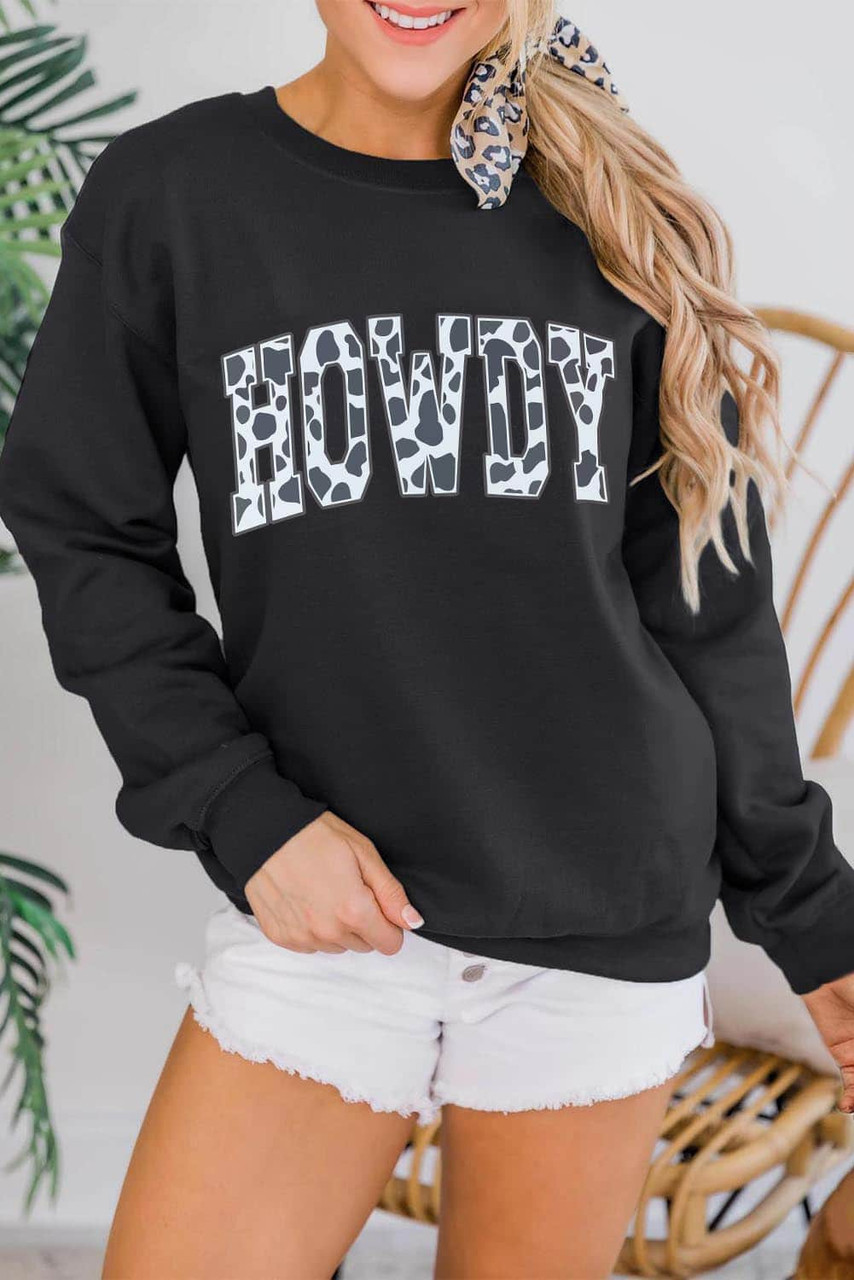 Black Cow HOWDY Graphic Pullover Sweatshirt