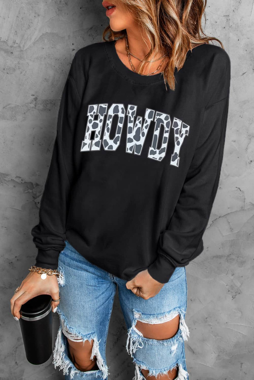 Black Cow HOWDY Graphic Pullover Sweatshirt