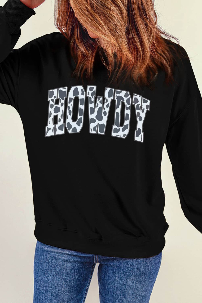 Black Cow HOWDY Graphic Pullover Sweatshirt