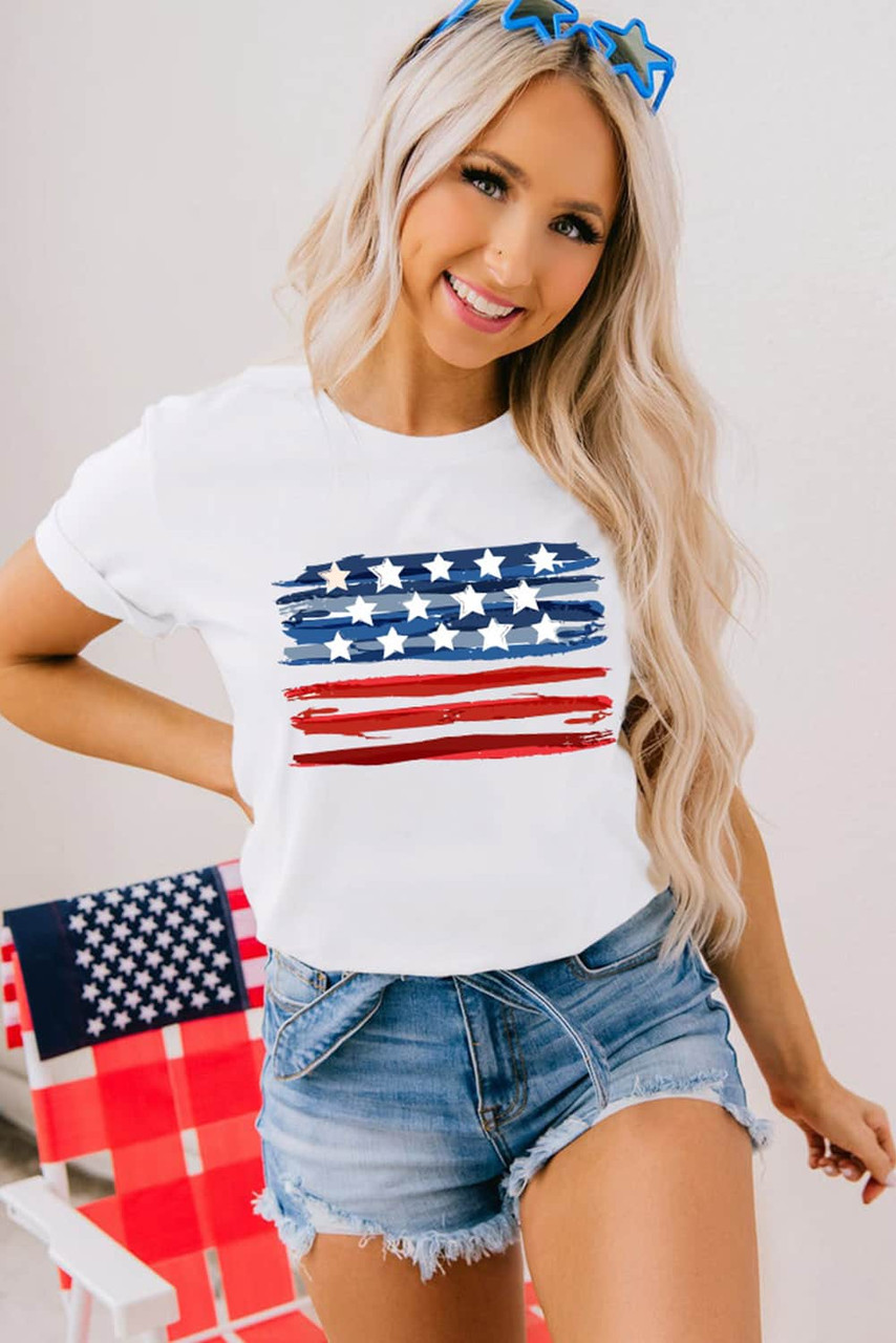 White American Flag Graphic Fashion Tee