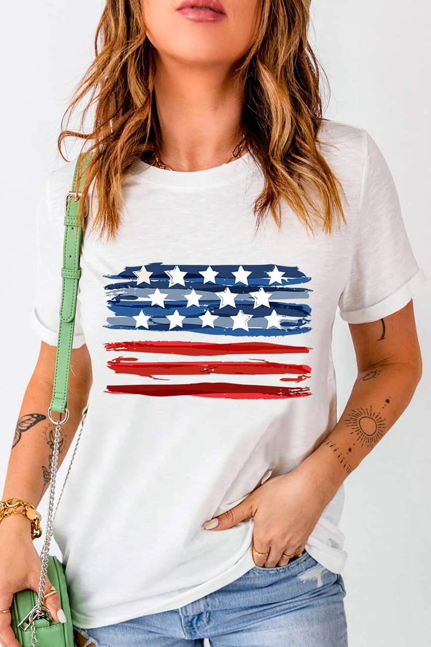 White American Flag Graphic Fashion Tee