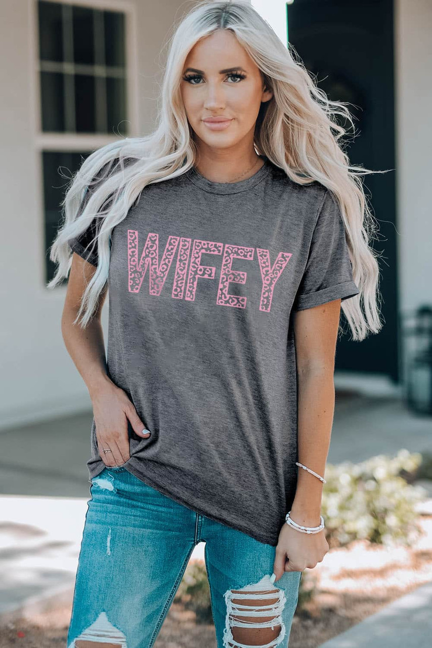 Gray Leopard WIFEY Graphic Tee
