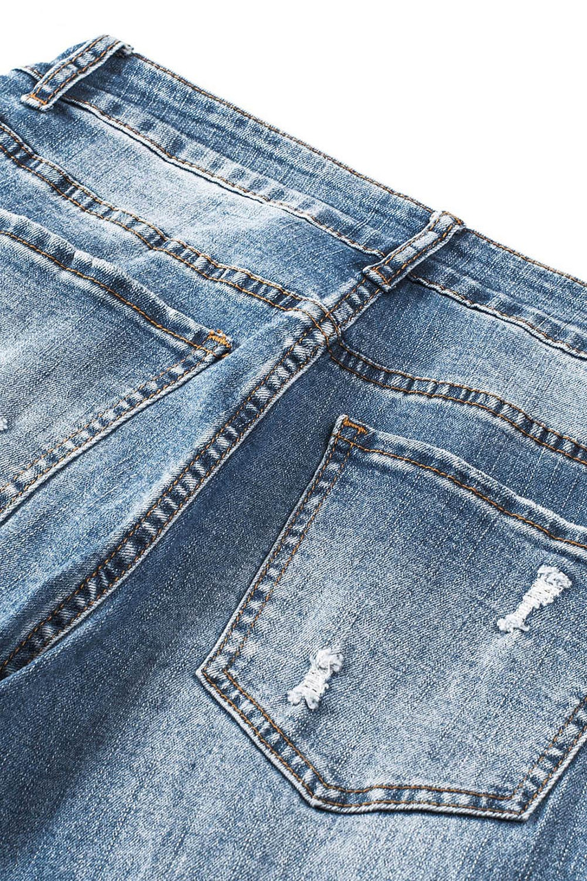 Sky Blue Valentines Day Heart Patchwork Jeans Sky Blue Valentines Day Heart Patchwork Jeans