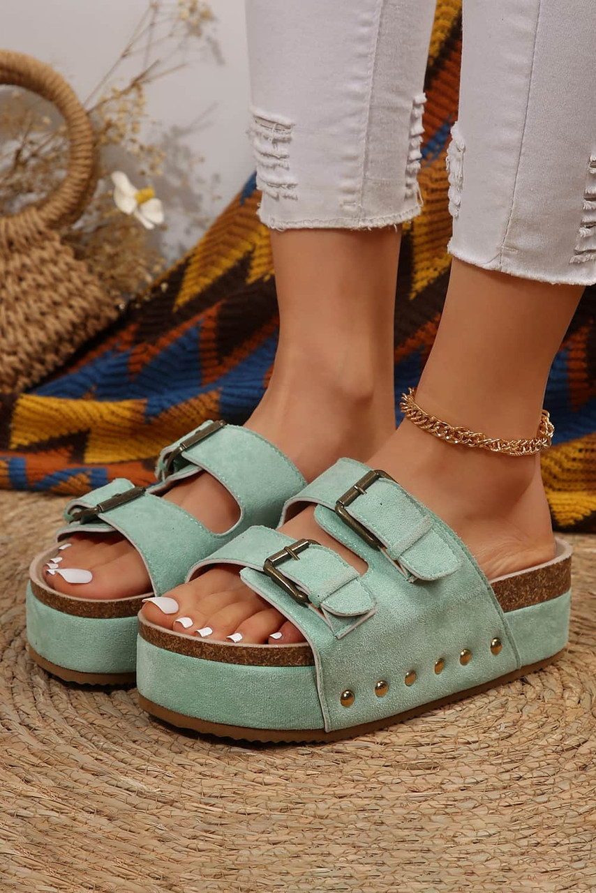 Suede Buckle Decor Footbed Sandal Slippers