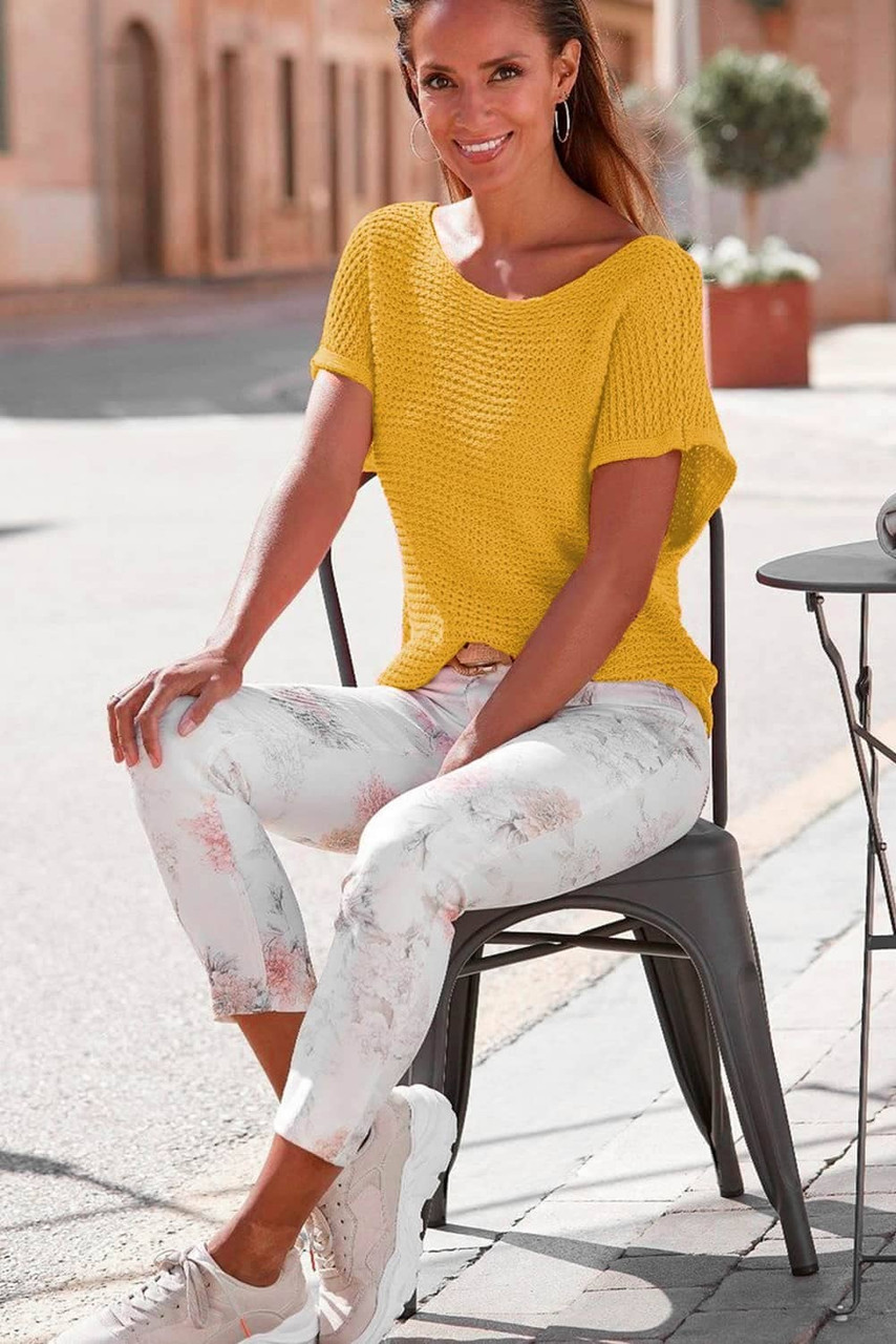 Ginger Solid Loose Knit Short Dolman Sleeve Sweater Ginger Solid Loose Knit Short Dolman Sleeve Sweater