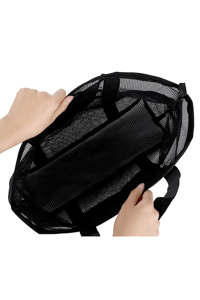Black Multi-pocket Large Mesh Tote Bag