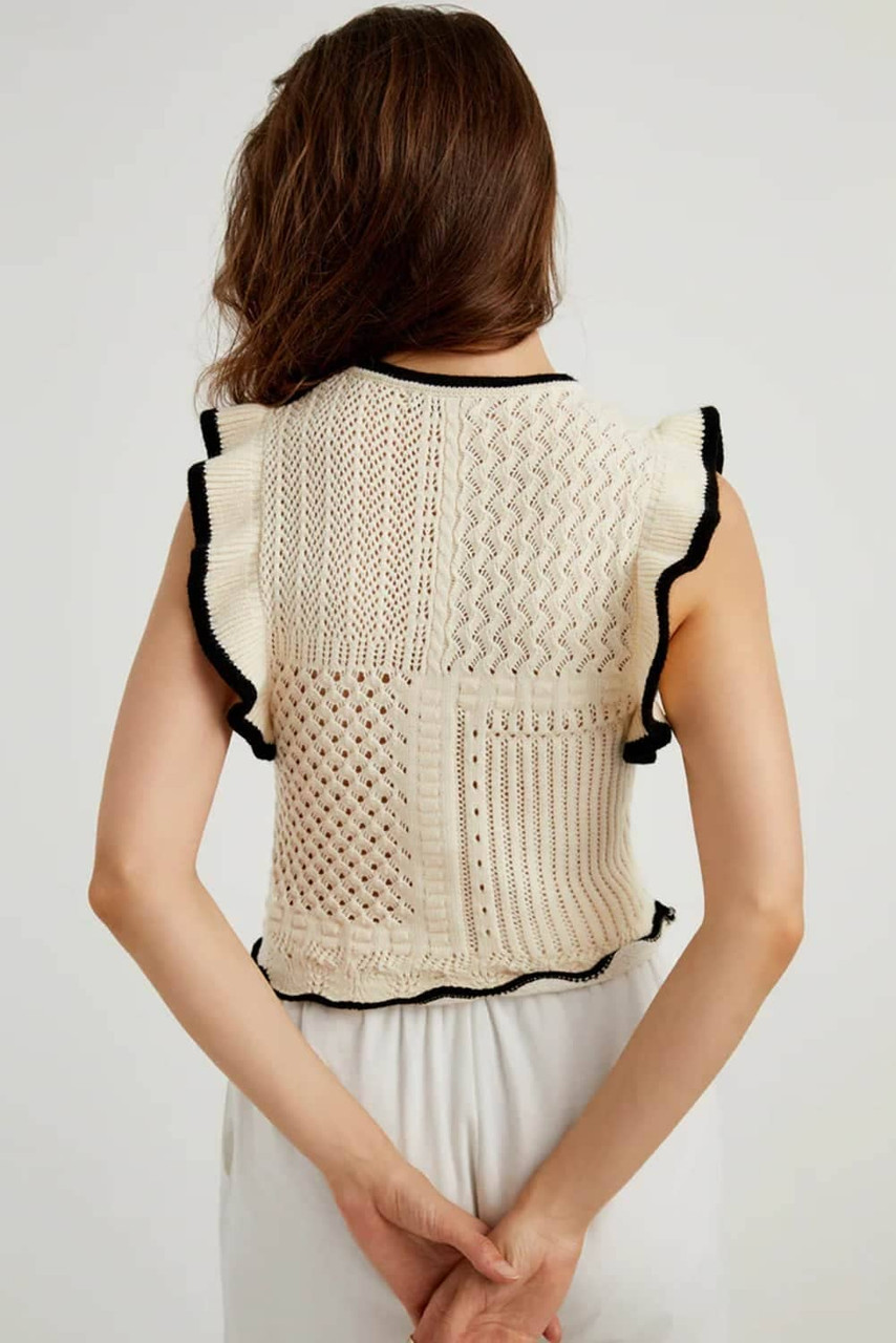 Apricot Crochet Eyelet Flounce Tank Top Apricot Crochet Eyelet Flounce Tank Top