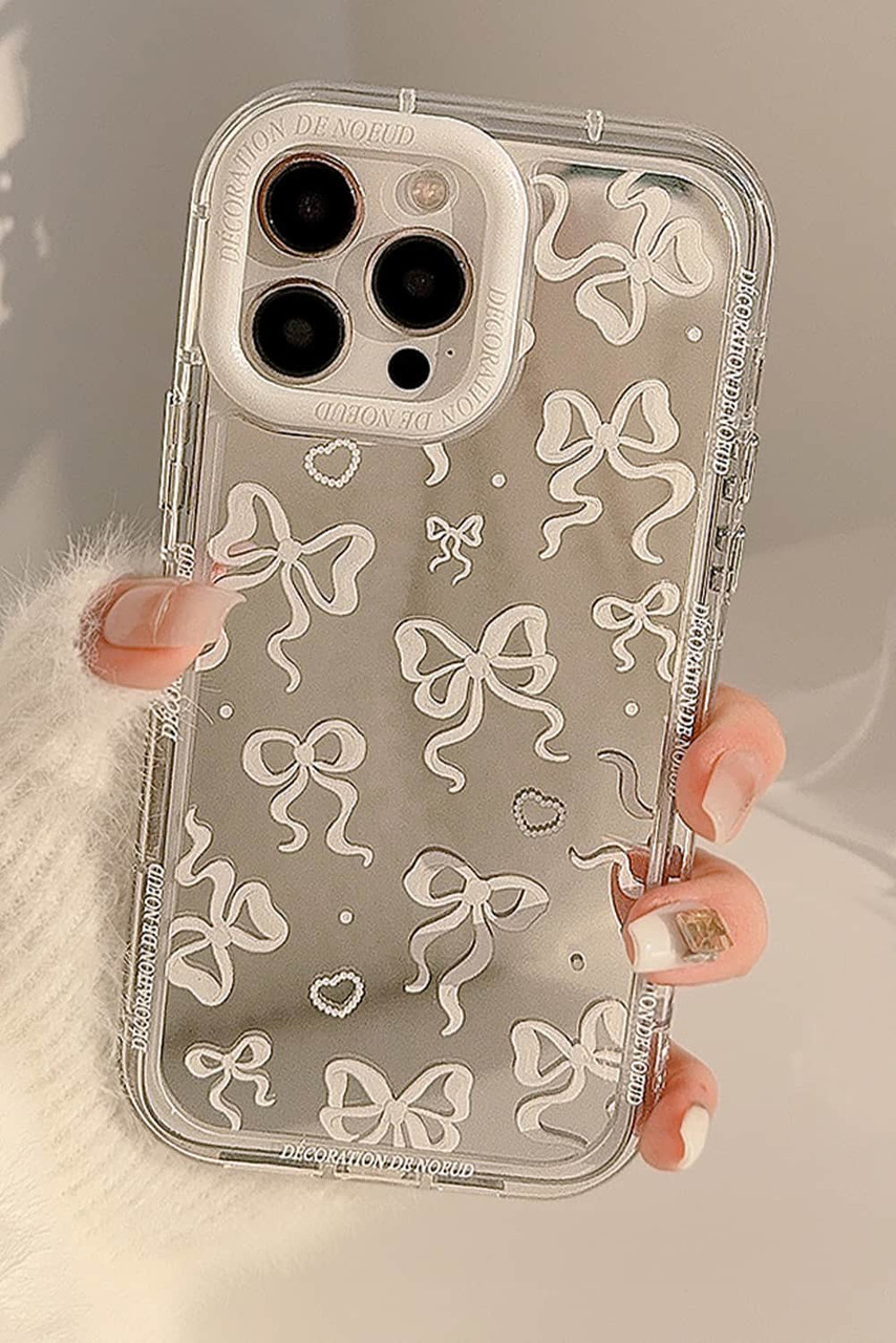 Silvery Mirror Effect Bowknot Print IPhone Phone Case