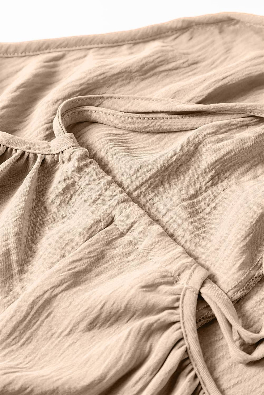 Apricot Spaghetti Straps Waist Tie Wide Leg Jumpsuit with Pockets Apricot Spaghetti Straps Waist Tie Wide Leg Jumpsuit with Pockets