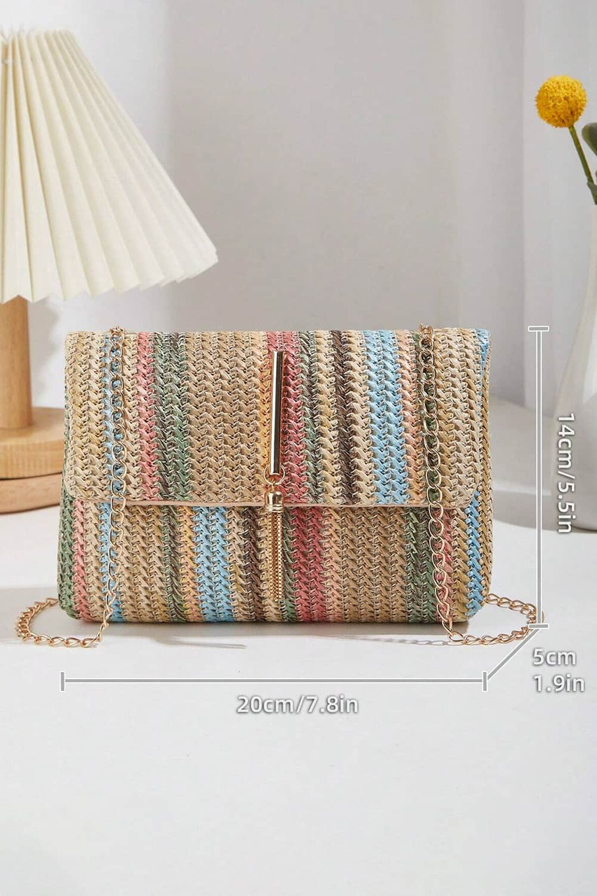 Apricot Bohemian Woven Gold Chain Shoulder Bag