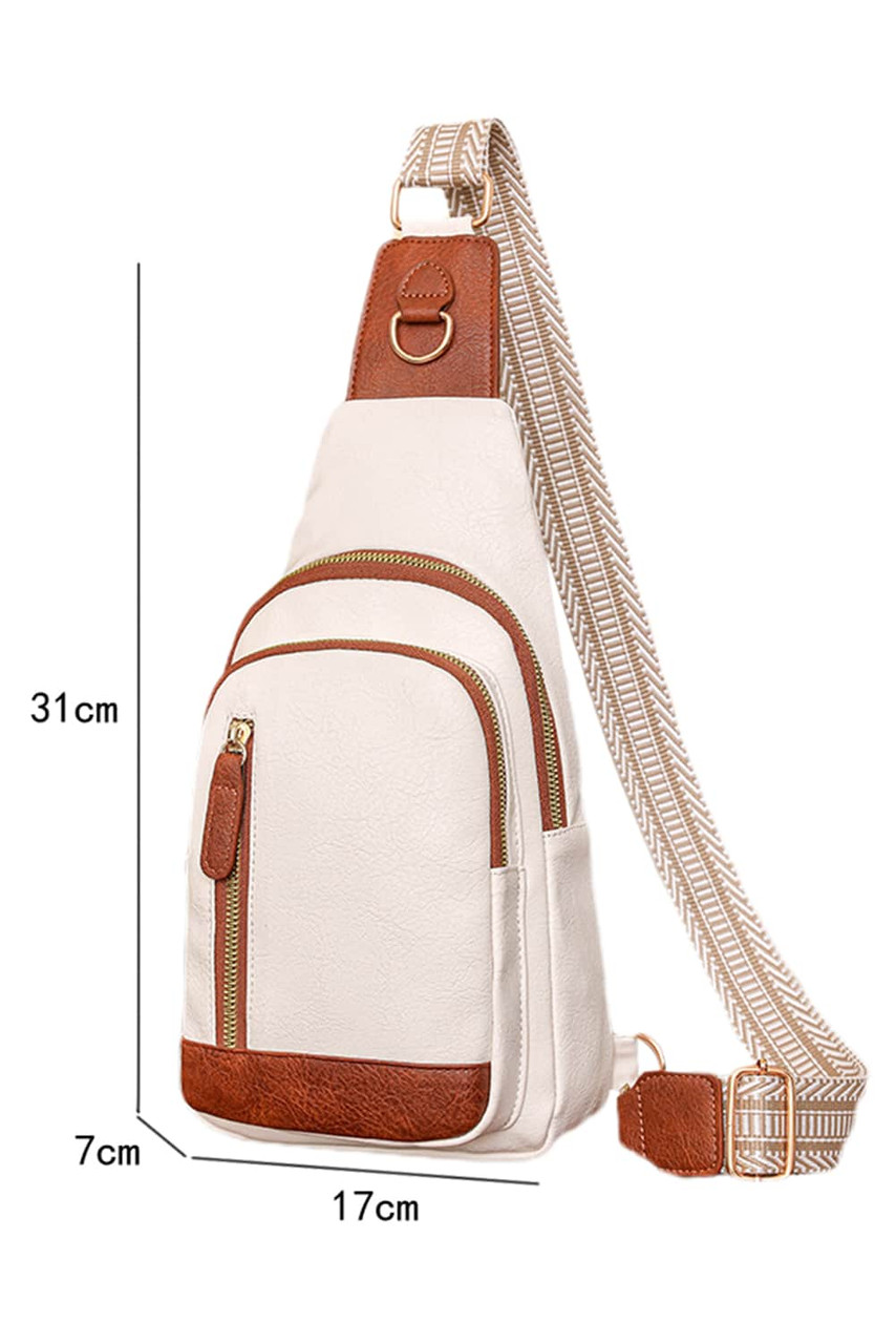 White Vintage PU Leather Zipped Crossbody Bag