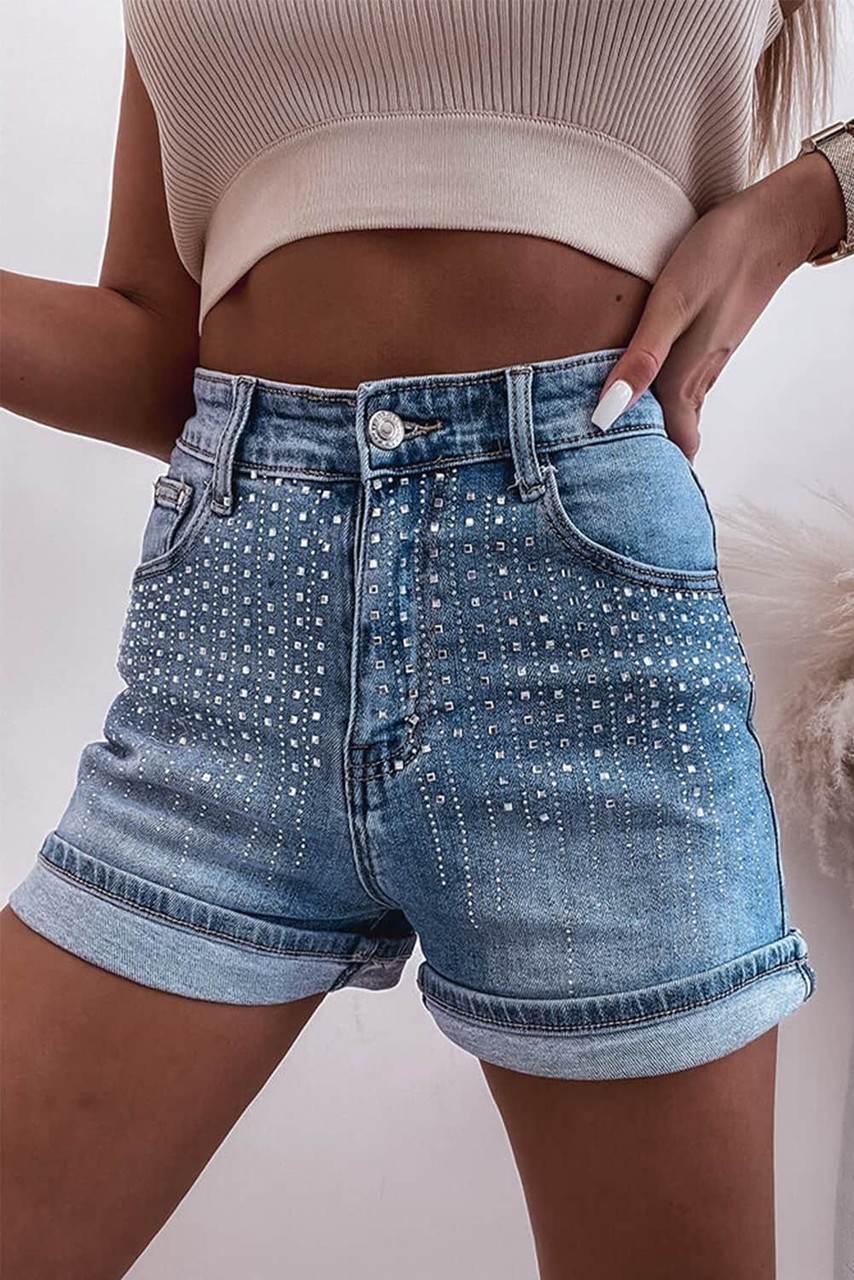 Ashleigh Blue Rhinestone Embellished Denim Shorts Ashleigh Blue Rhinestone Embellished Denim Shorts