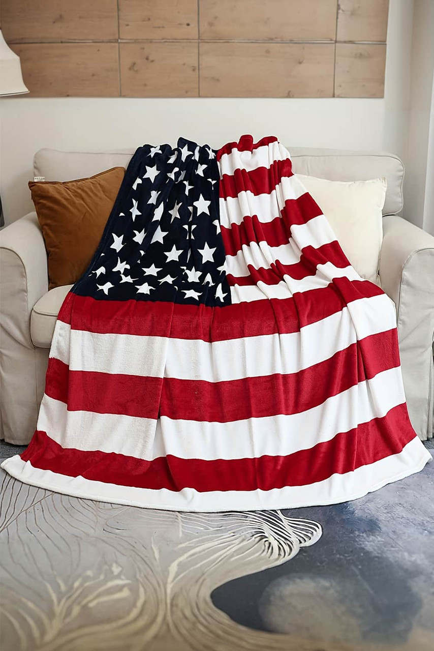 Fiery Red American Flag Bed Sofa Blanket 150*200cm