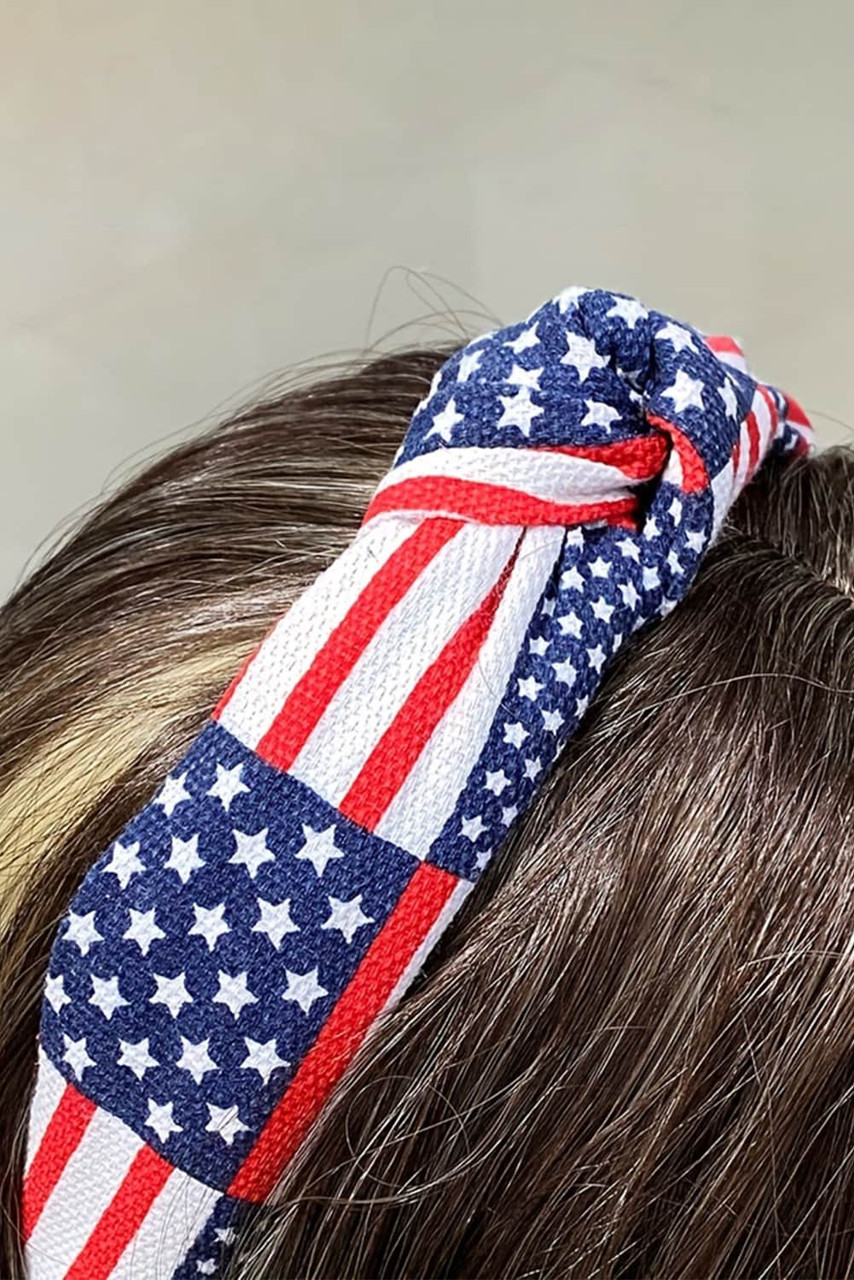 Navy Blue Flag Day Knotted Headband