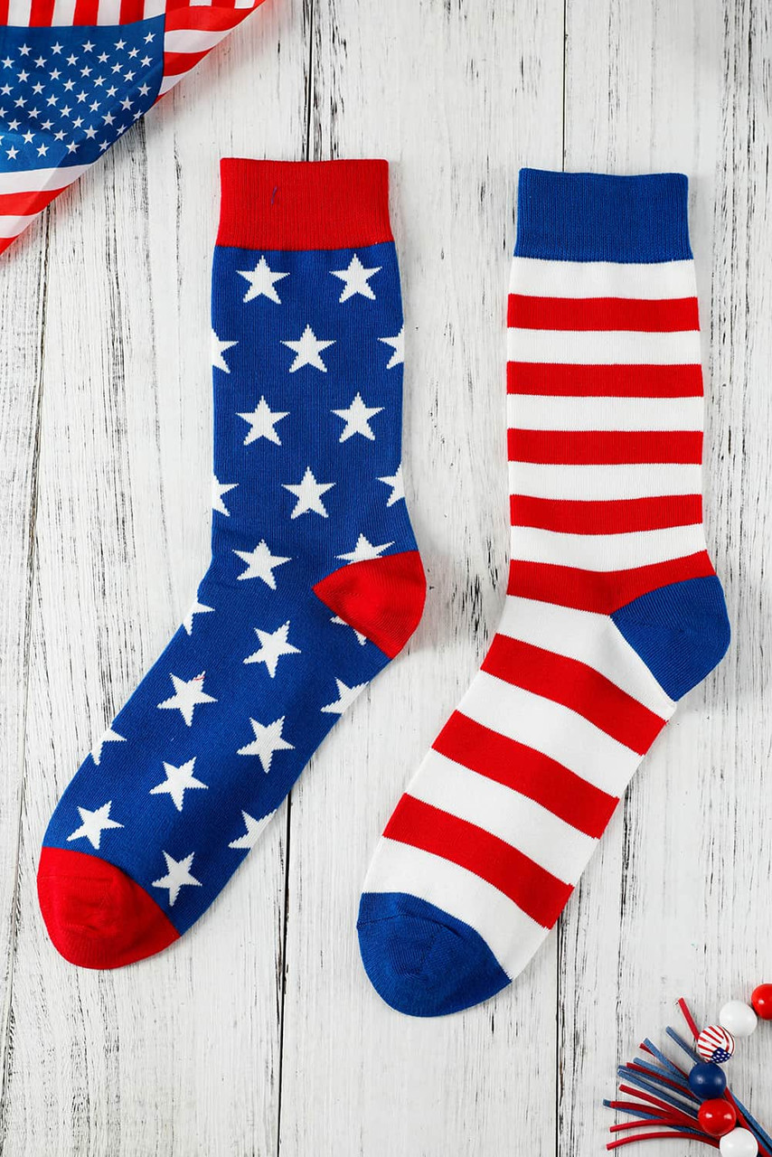 Sail Blue American Flag Pattern Soft Knitted Socks Sail Blue American Flag Pattern Soft Knitted Socks