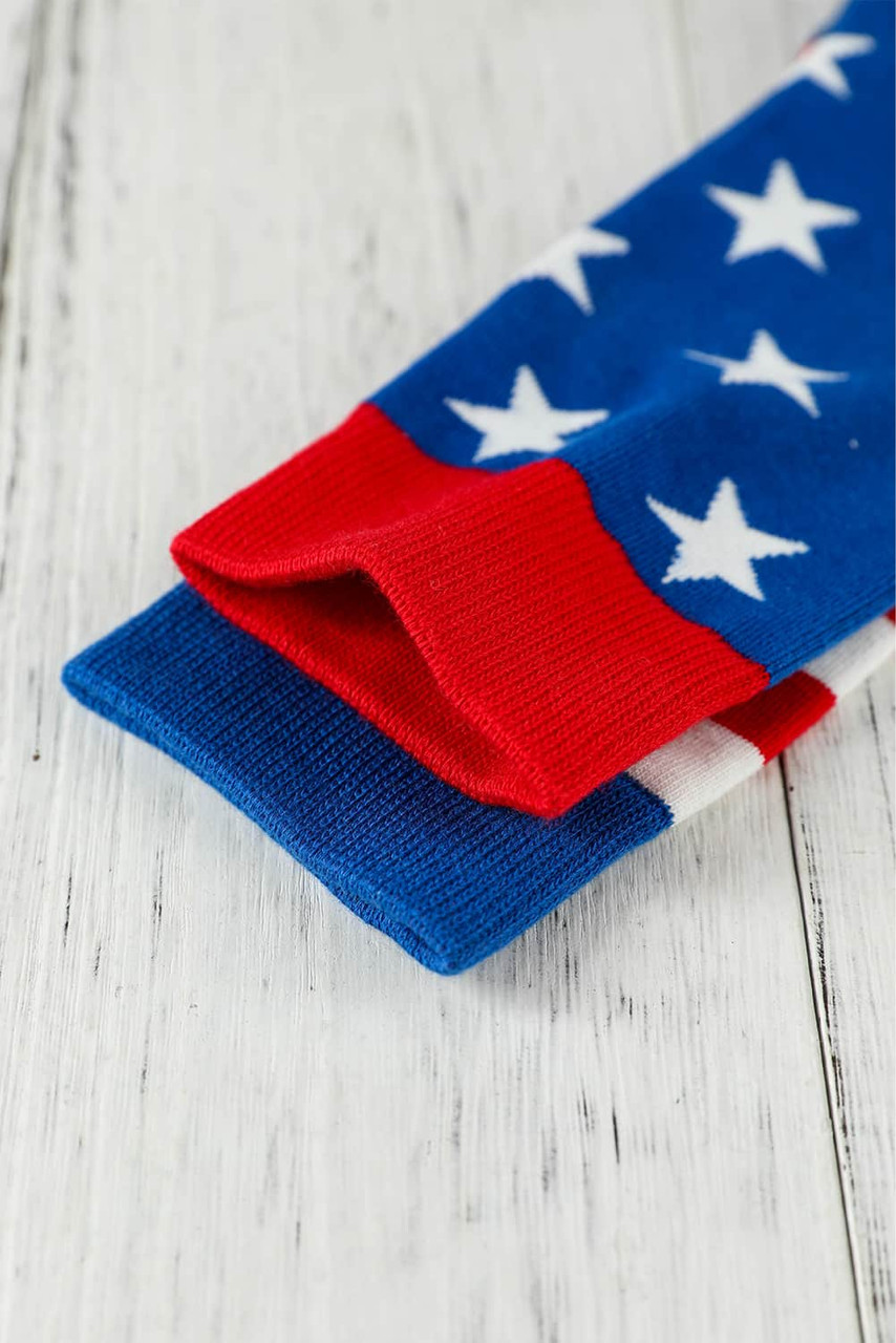 Sail Blue American Flag Pattern Soft Knitted Socks Sail Blue American Flag Pattern Soft Knitted Socks