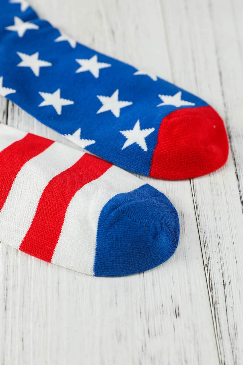 Sail Blue American Flag Pattern Soft Knitted Socks Sail Blue American Flag Pattern Soft Knitted Socks