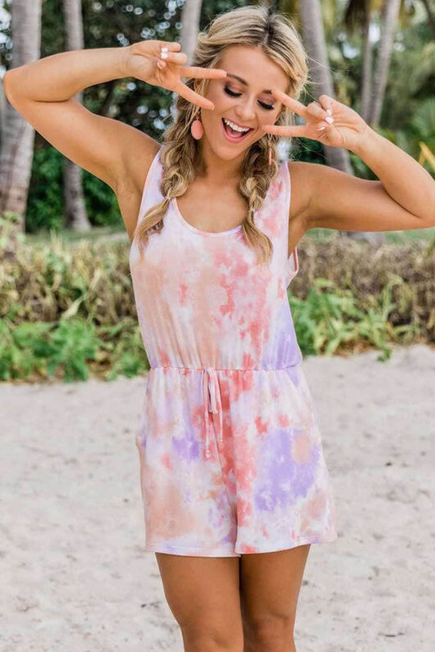 Lavender Peach Tie Dye Romper