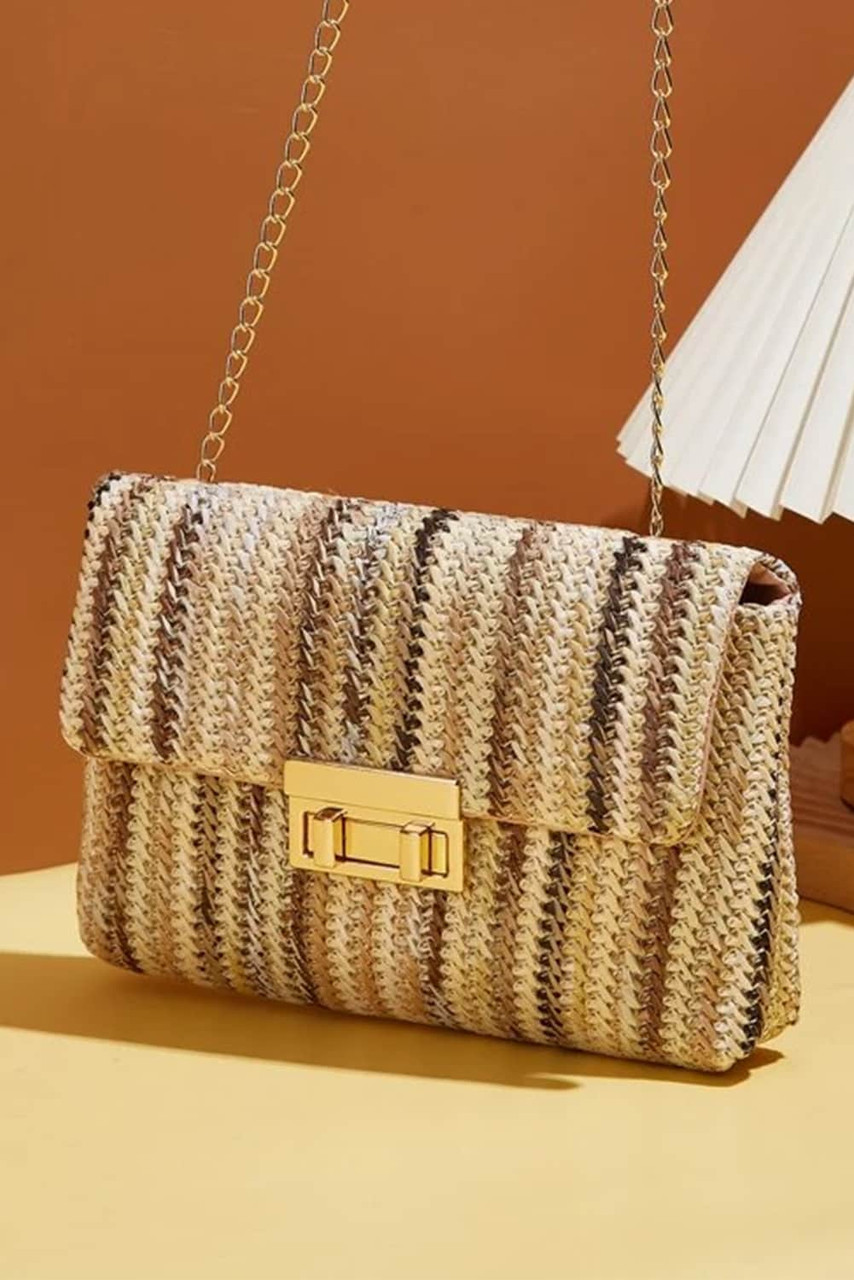 Camel Bohemian Woven Gold Chain Shoulder Bag Camel Bohemian Woven Gold Chain Shoulder Bag