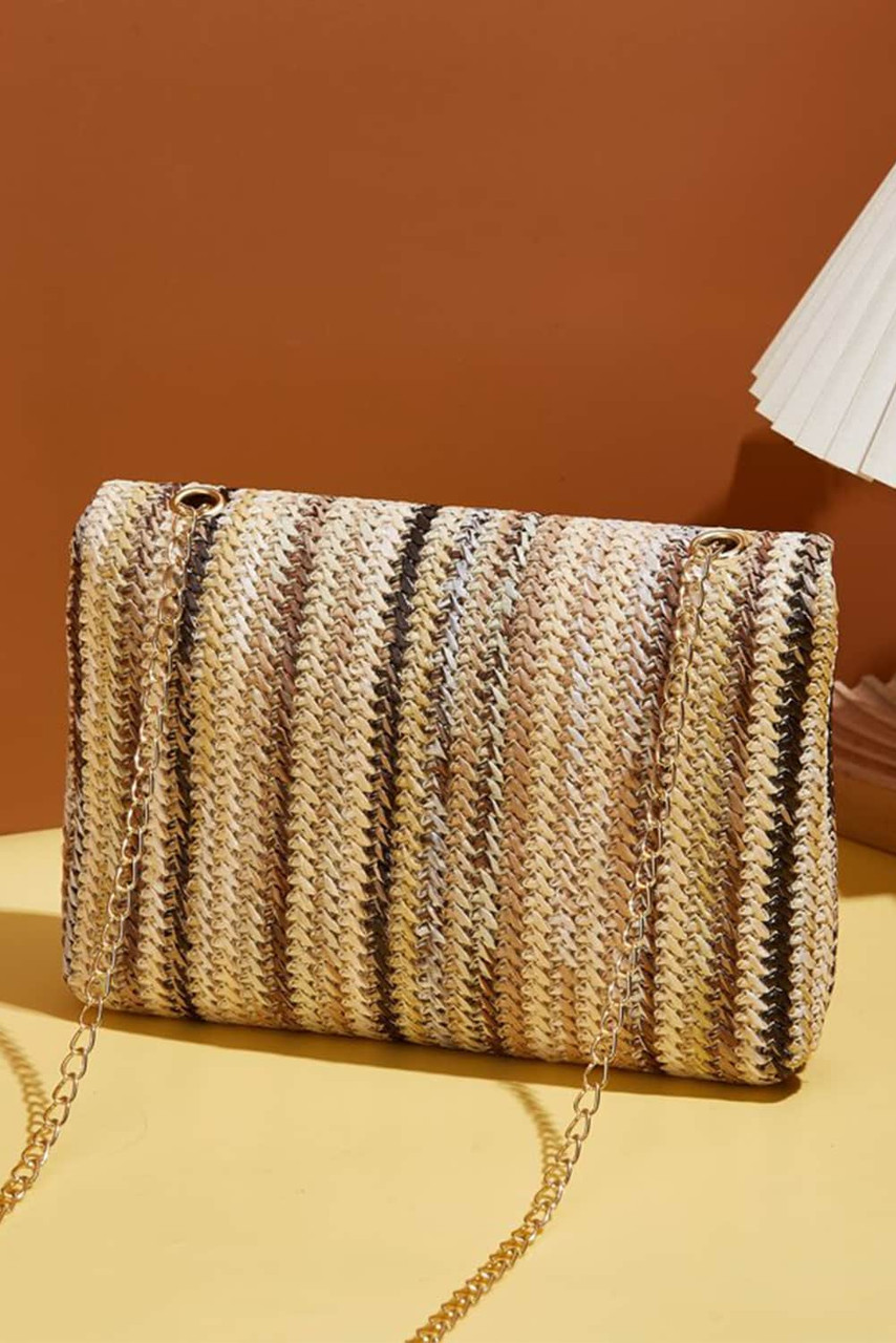Camel Bohemian Woven Gold Chain Shoulder Bag Camel Bohemian Woven Gold Chain Shoulder Bag