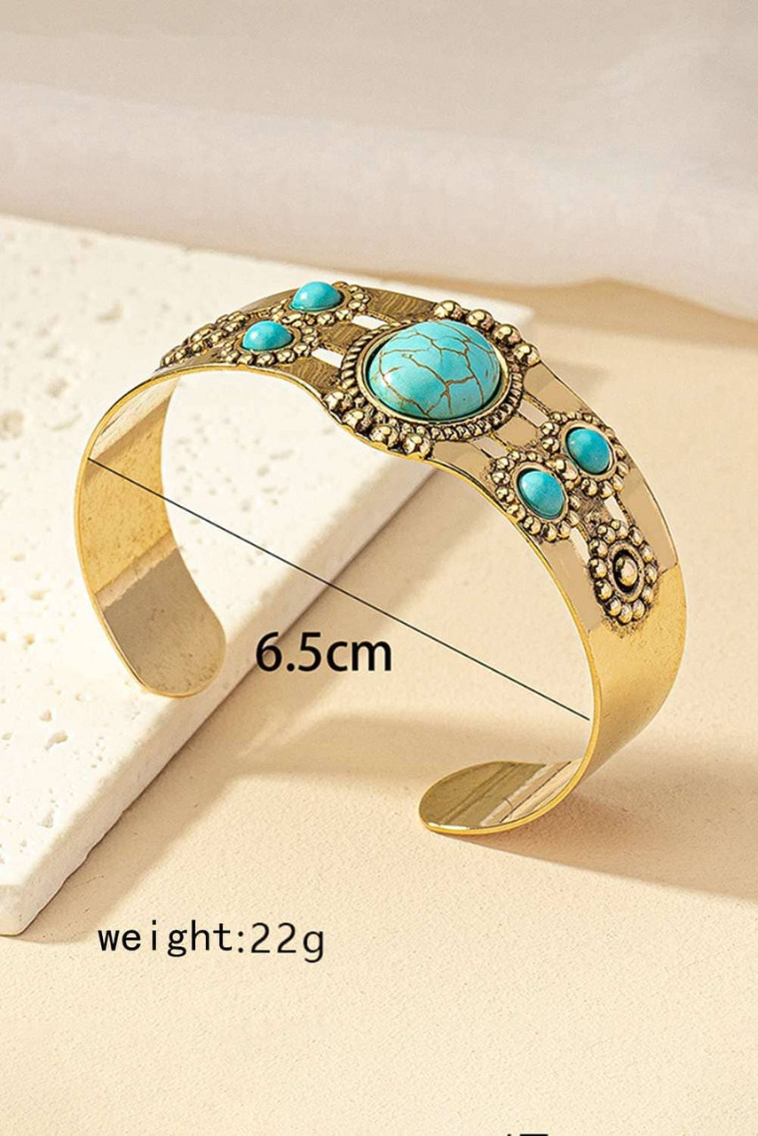 Gold Vintage Boho Turquoise Cuff Bracelet