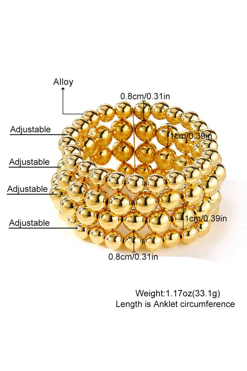 Gold Multi Layered Alloy Beaded Elastic Bracelet Gold Multi Layered Alloy Beaded Elastic Bracelet
