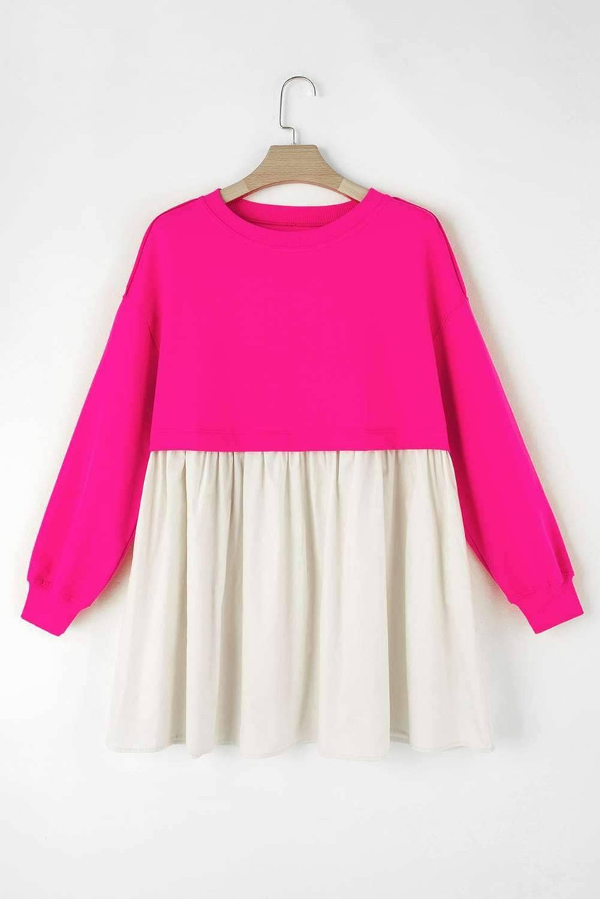 Rose Red Sweatshirt Poplin Mini Dress