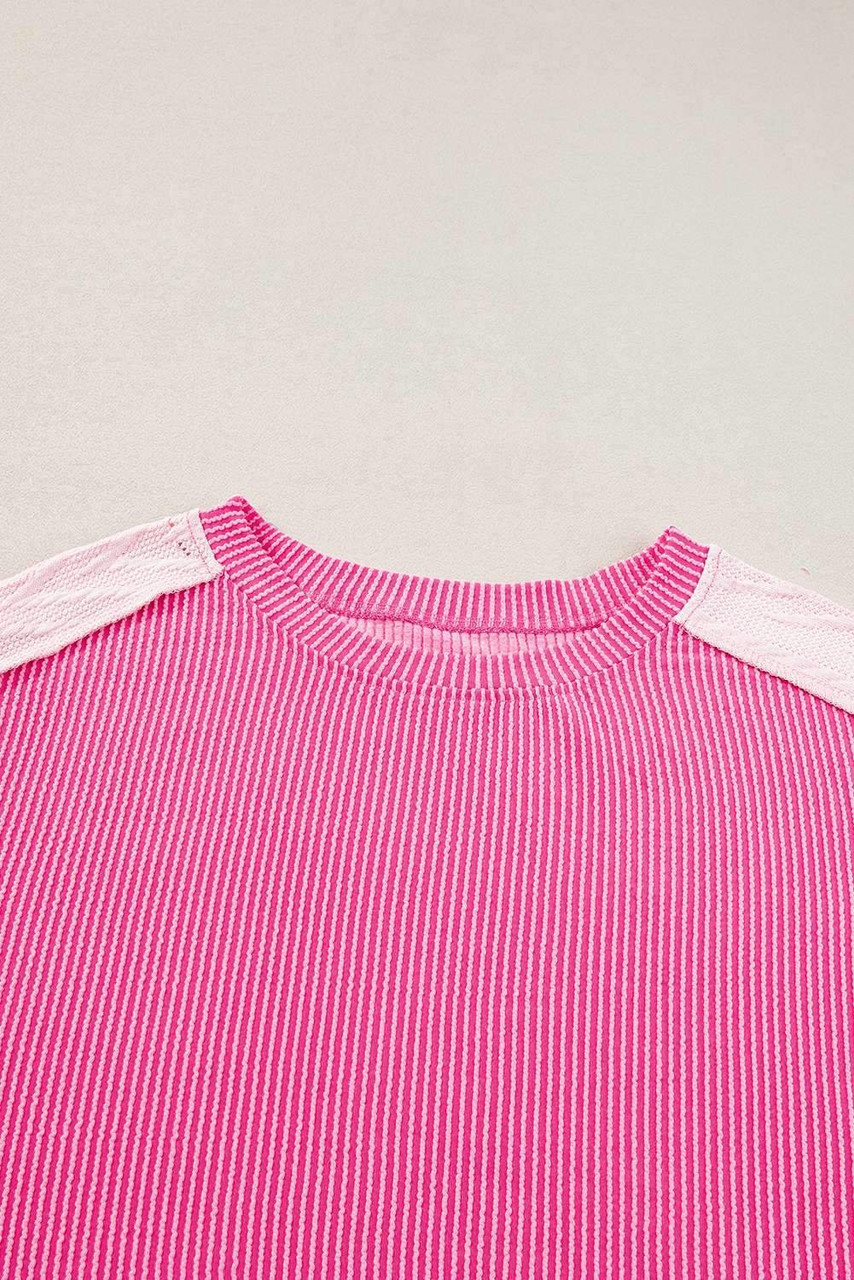 Bonbon Cable Knit Colorblock Exposed Seam Sweatshirt