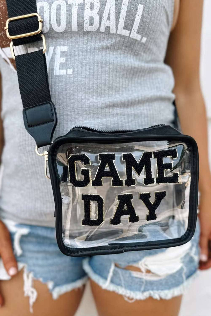 Black GAME DAY Pattern Clear Shoulder Bag Black GAME DAY Pattern Clear Shoulder Bag