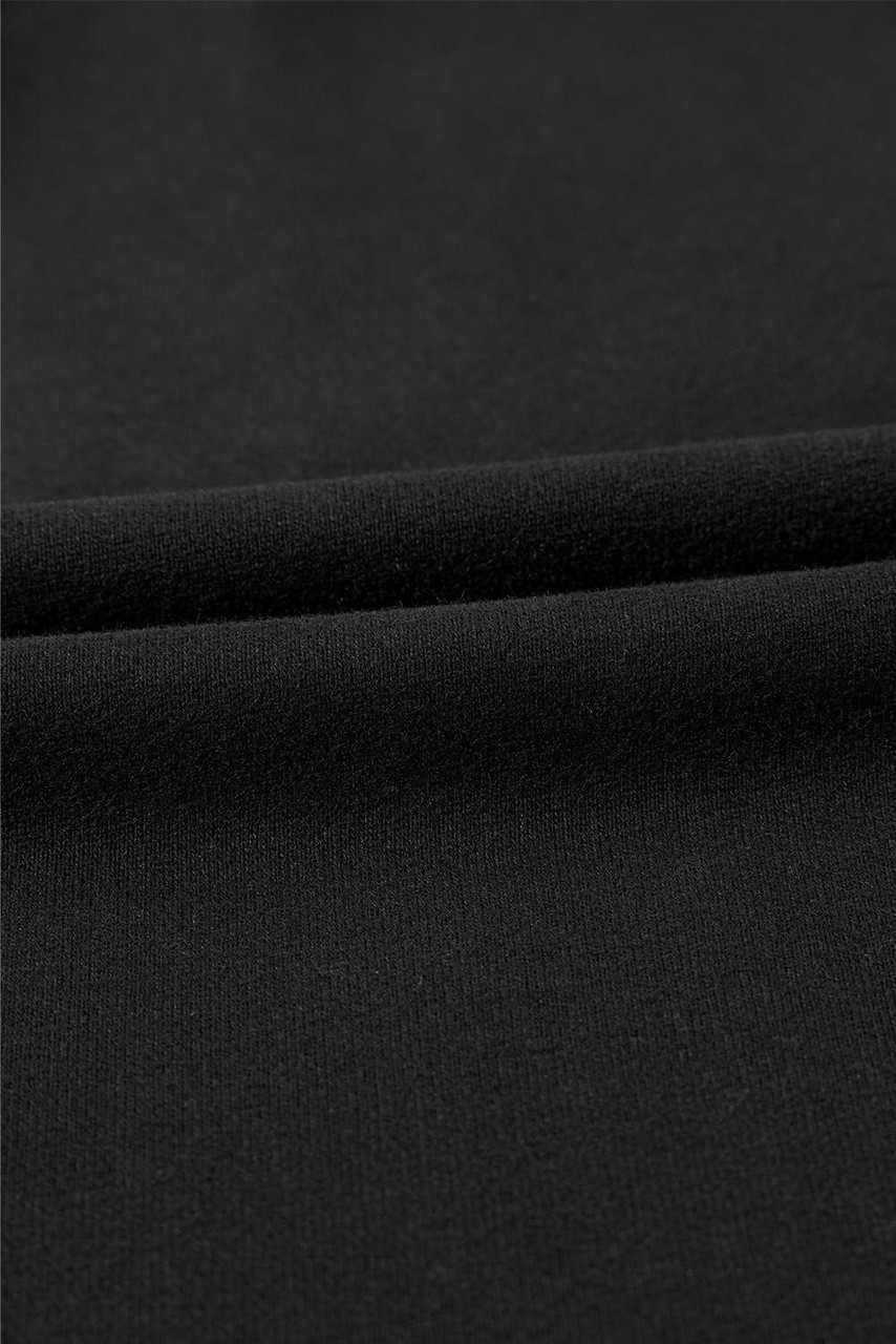 Black Solid Kangaroo Pocket Half Zipper Oversized Hoodie