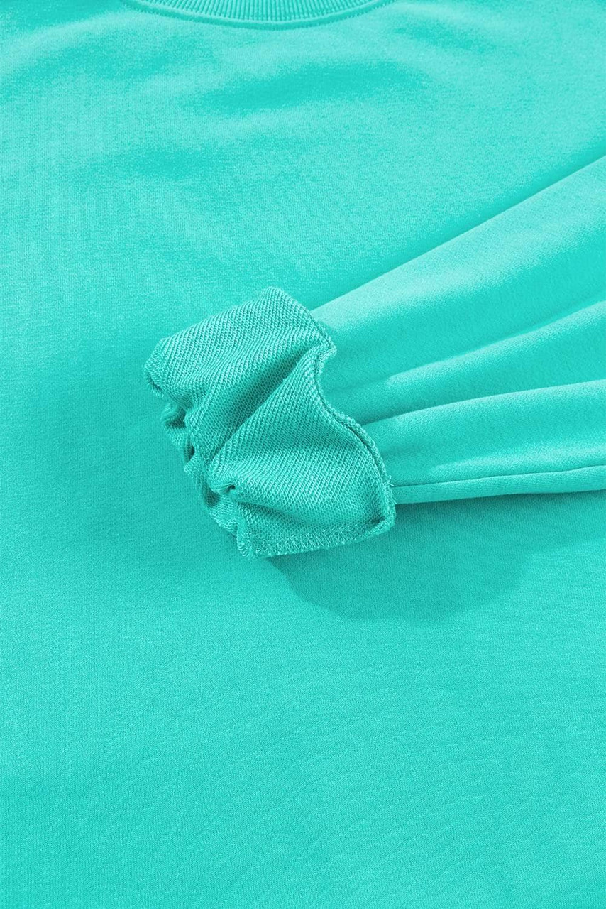 Aruba Blue Plain Drop Shoulder Crewneck Pullover Sweatshirt Aruba Blue Plain Drop Shoulder Crewneck Pullover Sweatshirt