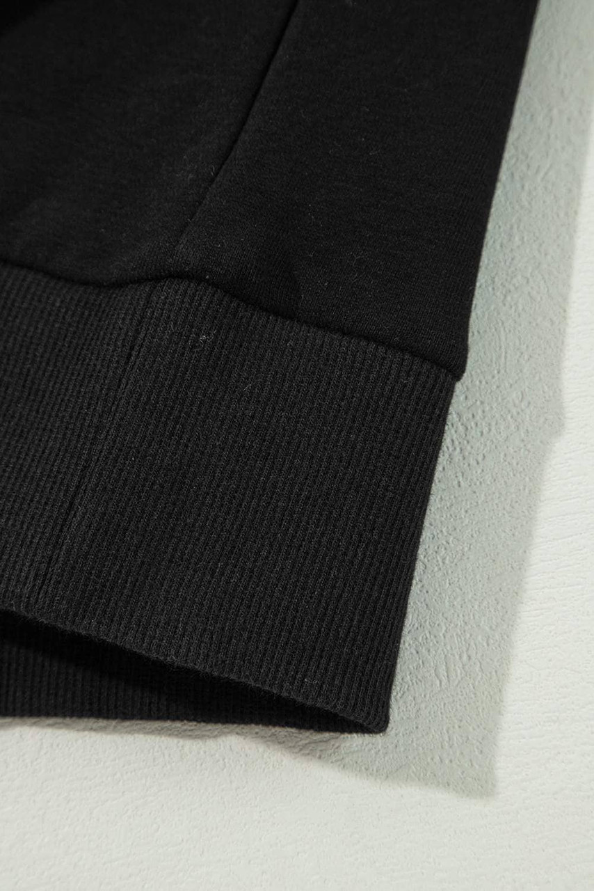 Black Contrast Rainbow Trim Drop Shoulder Pullover Sweatshirt Black Contrast Rainbow Trim Drop Shoulder Pullover Sweatshirt