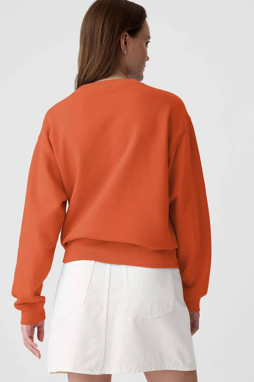 Orange Plain Drop Shoulder Crewneck Pullover Sweatshirt Orange Plain Drop Shoulder Crewneck Pullover Sweatshirt