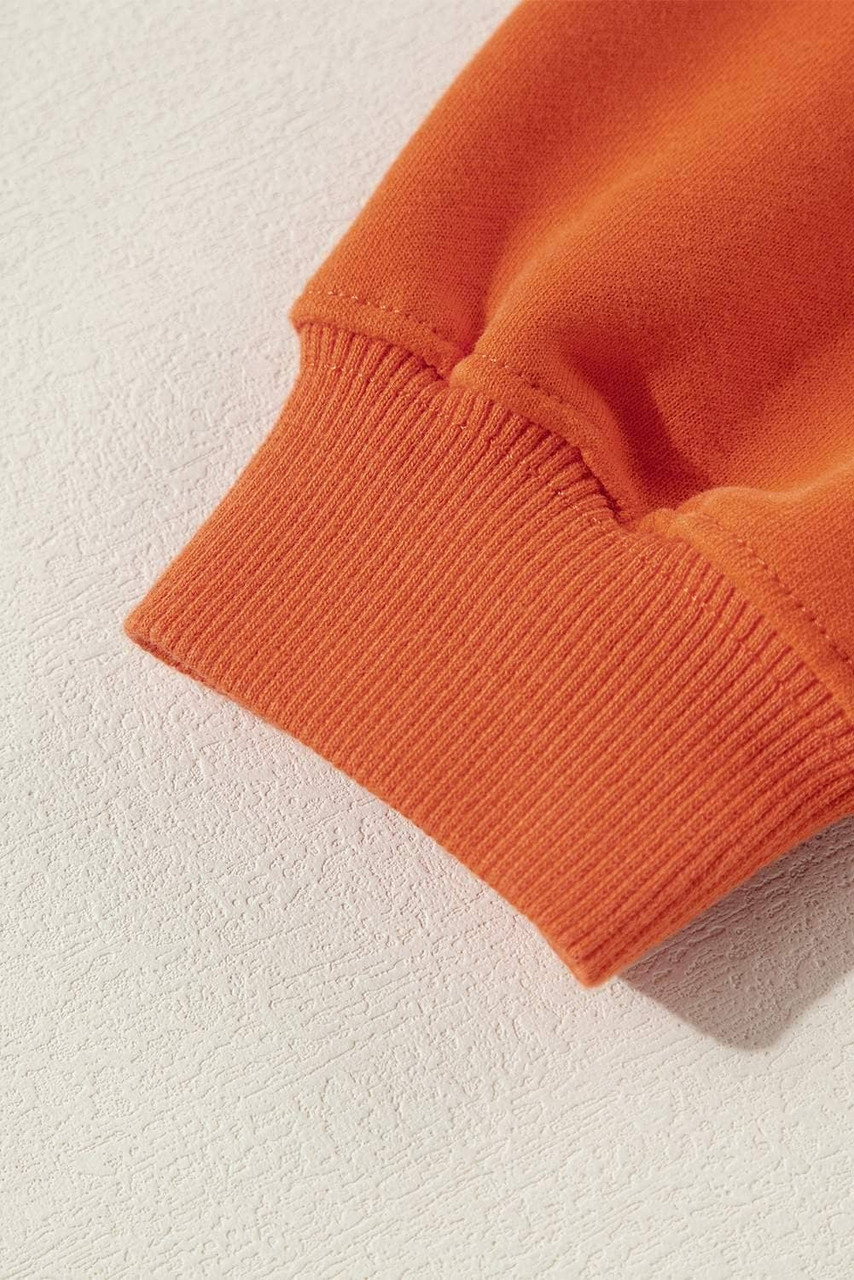 Orange Plain Drop Shoulder Crewneck Pullover Sweatshirt Orange Plain Drop Shoulder Crewneck Pullover Sweatshirt
