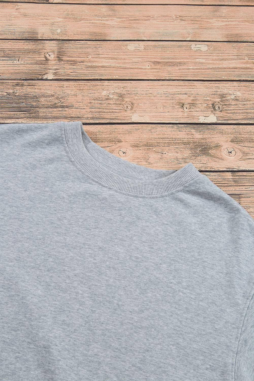 Light Grey Plain Drop Shoulder Crewneck Pullover Sweatshirt Light Grey Plain Drop Shoulder Crewneck Pullover Sweatshirt