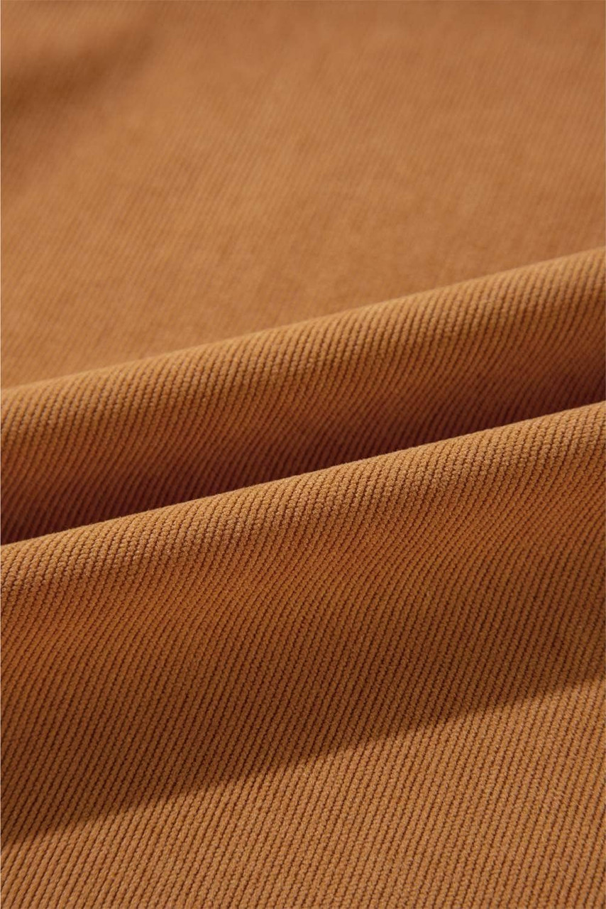 Desert Gold Corduroy Pleated Puff Sleeve Shift Short Dress