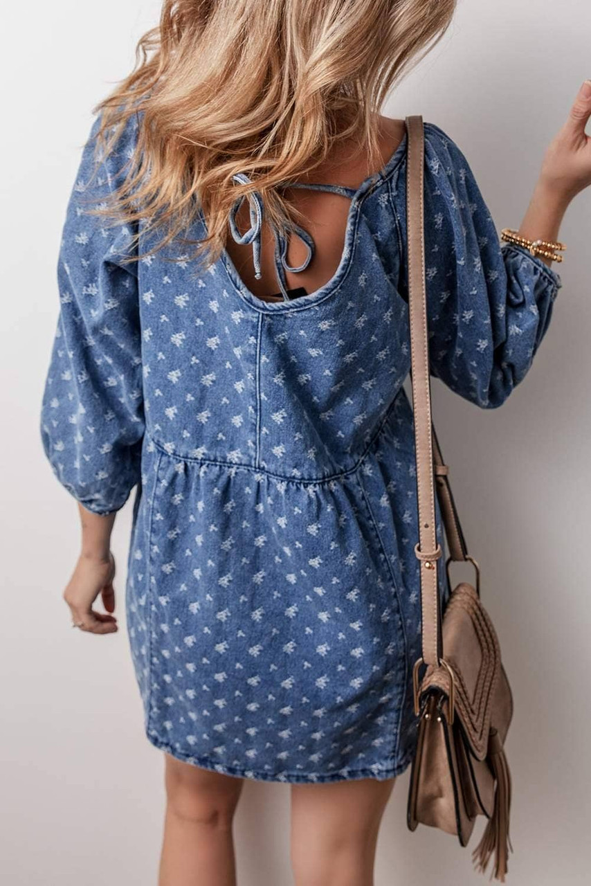 Ashleigh Blue Textured Open Back Loose Fit Denim Dress Ashleigh Blue Textured Open Back Loose Fit Denim Dress